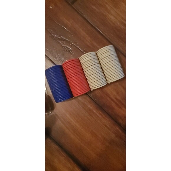 New Texas Hold Em card game and vintage chips - Picture 2 of 3